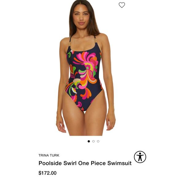 NWT! Trina Turk Poolside Swirl One Piece Gold Accents Swimsuit - Size 6 - Picture 9 of 10